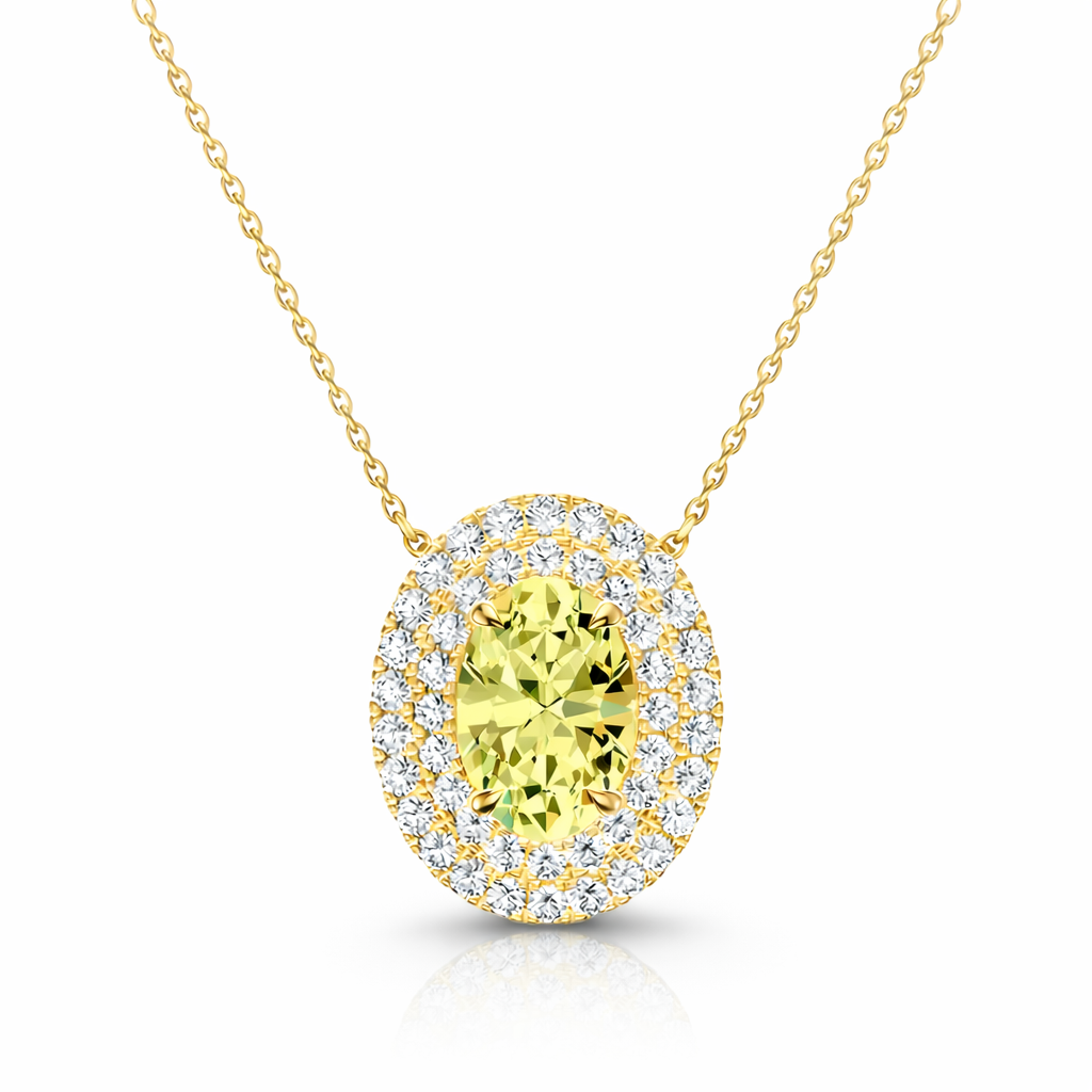 2.00 CT Yellow Oval/Round Lab-Grown Diamond | Necklace | 14K Yellow Gold | G Color | VS Clarity
