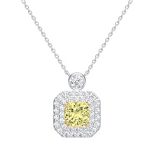 2.00 CT Yellow Cushion/Round Lab-Grown Diamond | Necklace | 14K Two Tone Gold | G Color | VS Clarity