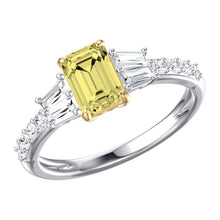 2.00 CT Pink Radiant/Round/Baguette Lab-Grown Diamond | Engagement Ring | 14K Two Tone Gold | G Color | VS Clarity