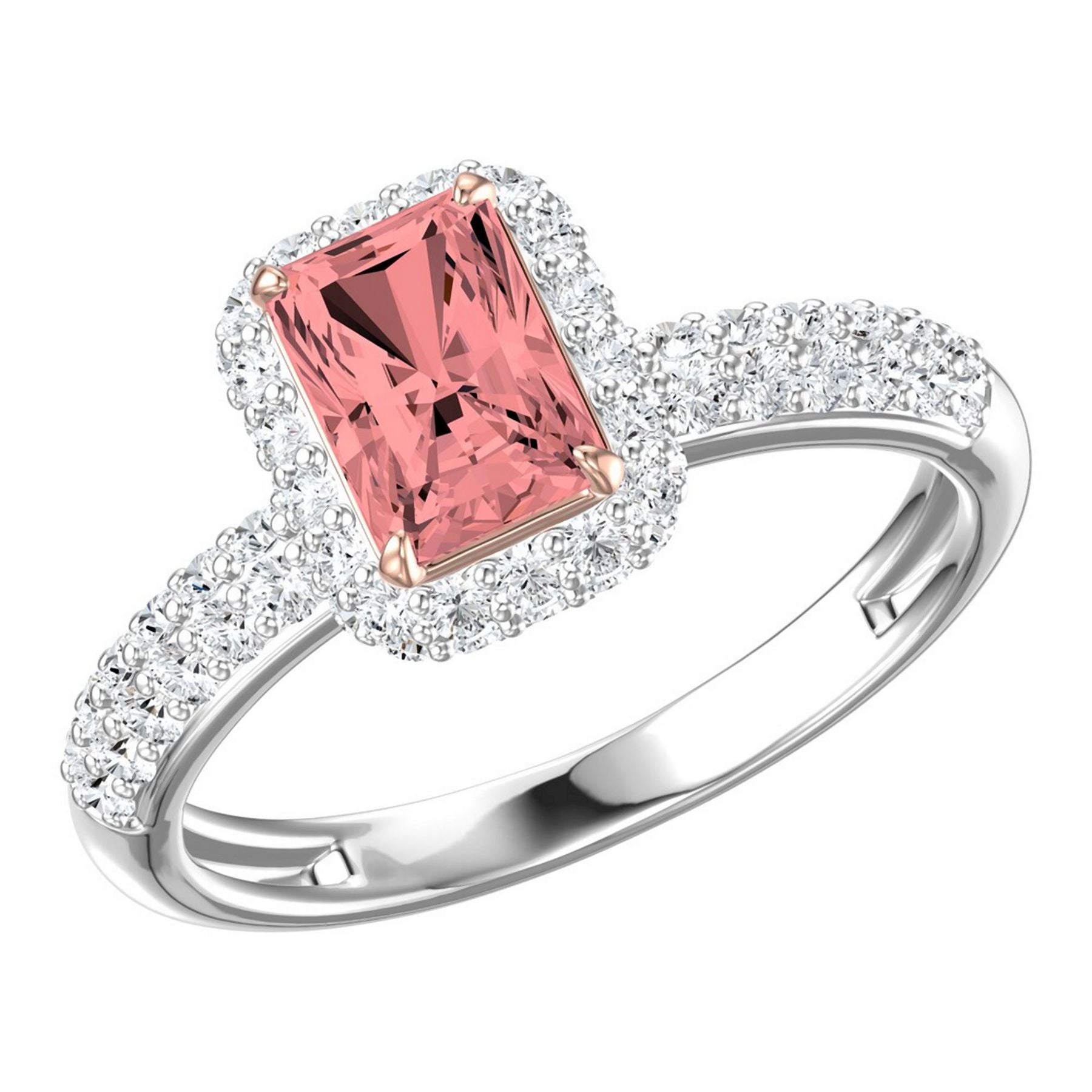 2.00 CT Radiant/Round Lab-Grown Diamond | Engagement Ring | 14K Two Tone Gold | G Color | VS Clarity