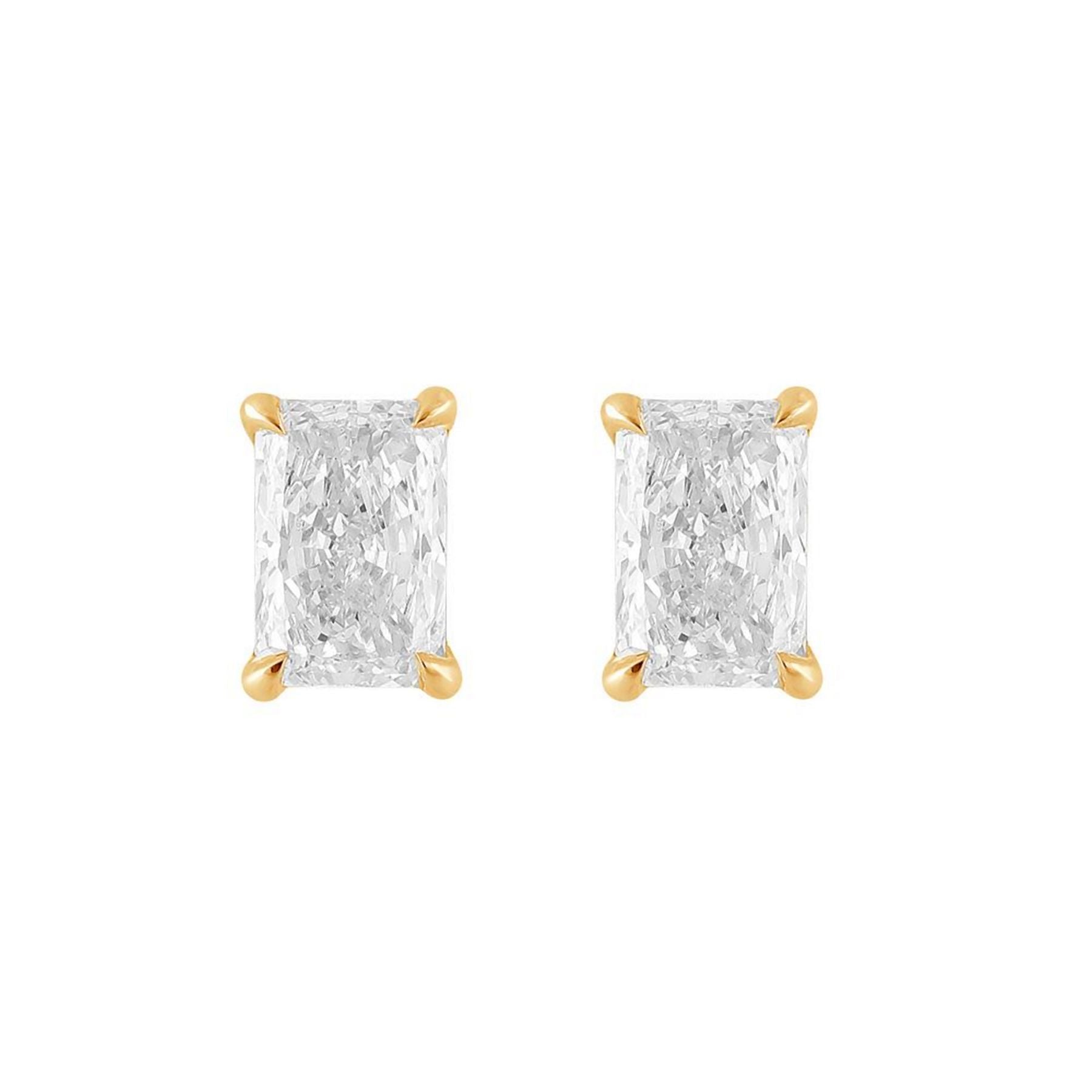 1.00 CT Radiant Lab-Grown Diamond | Stud Earrings | 18K Yellow Gold | G Color | SI Clarity