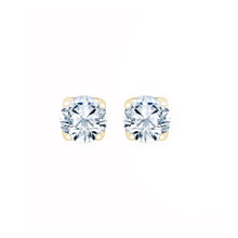 Womens | 1.00 CT Round Cut Lab Grown Diamond | Solitaire Stud | 14K Yellow Gold | G-SI