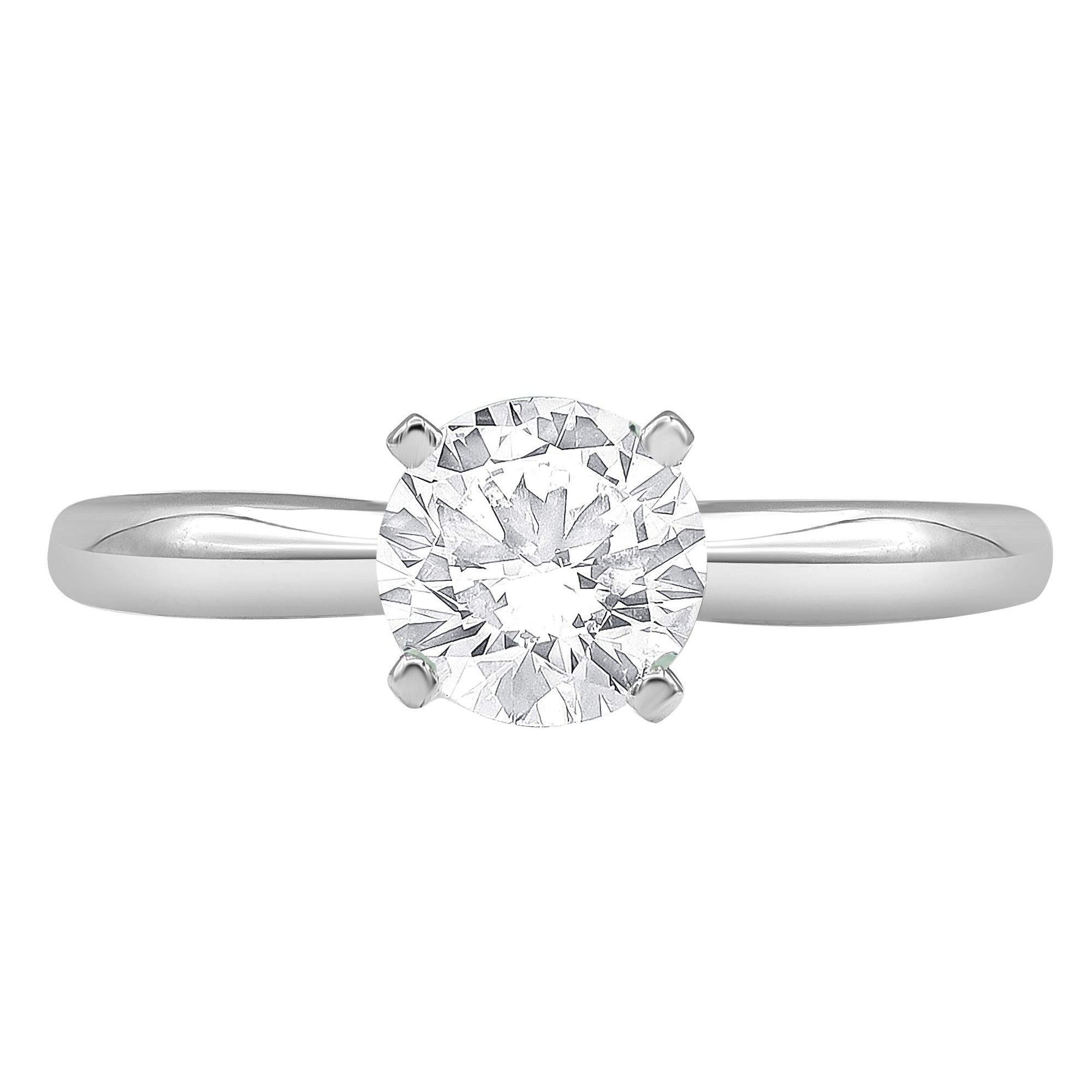 Womens | 1.25 CT Round Cut Lab Grown Diamond | Solitaire Engagement Ring | 14K White Gold | I-I1