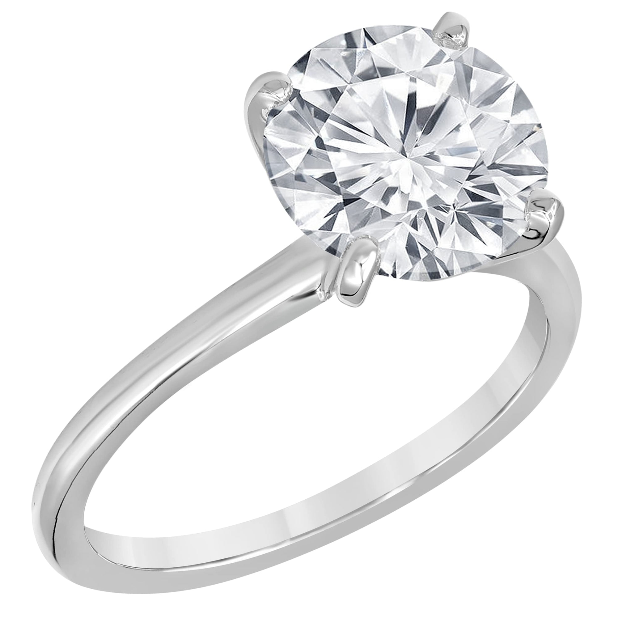 Womens | 3.00 CT Round Cut Lab Grown Diamond | Solitaire Engagement Ring | 14K White Gold | I-I1