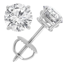 Womens | 1.75 CT Round Cut Lab Grown Diamond | Solitaire Stud | 14K White Gold | I-I1