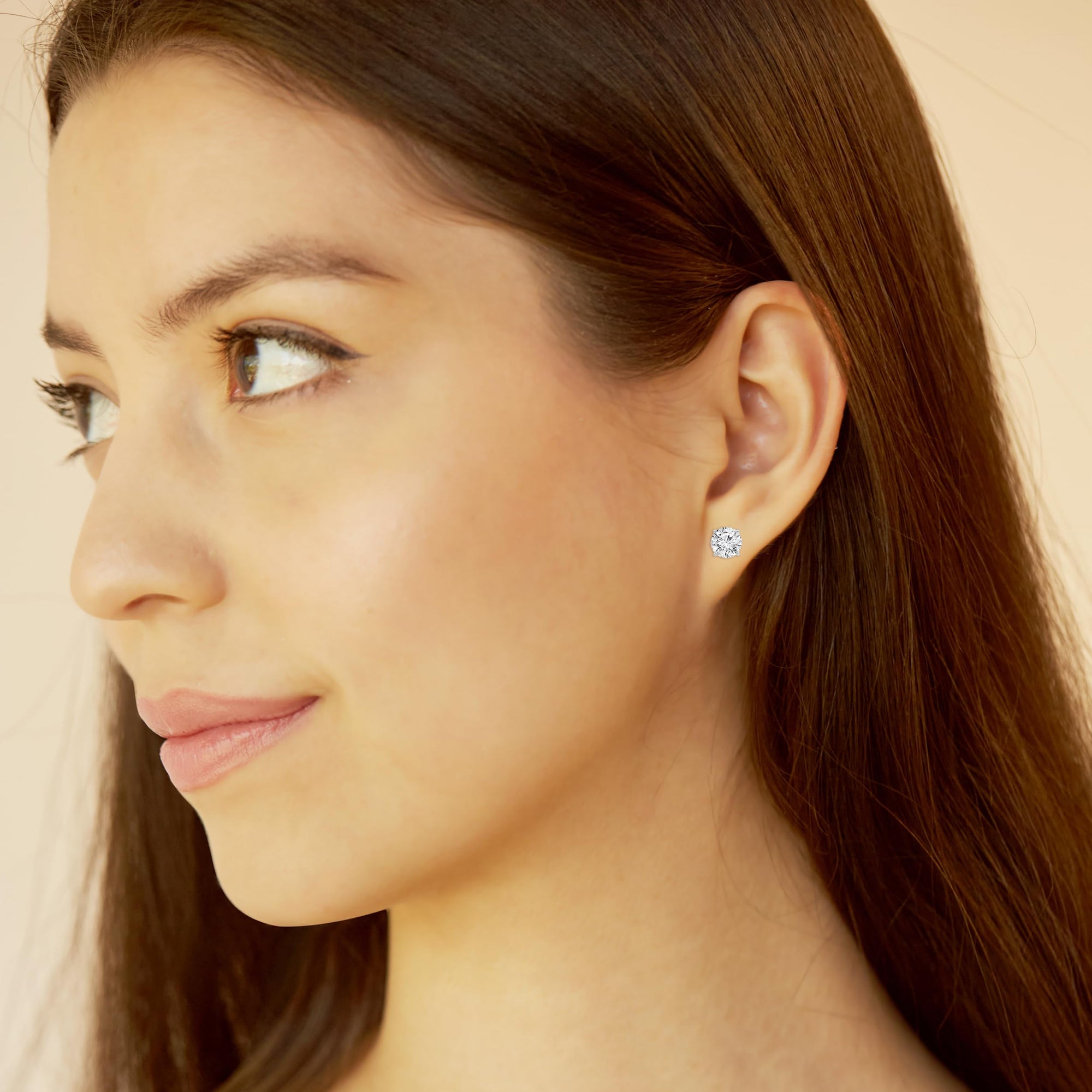 Womens | 1.75 CT Round Cut Lab Grown Diamond | Solitaire Stud | 14K White Gold | I-I1