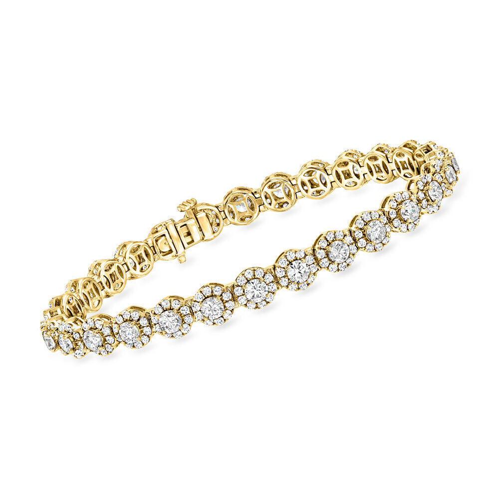 8.00 CT Round Lab-Grown Diamond | Tennis Bracelet | 14K Yellow Gold | F Color | VS Clarity