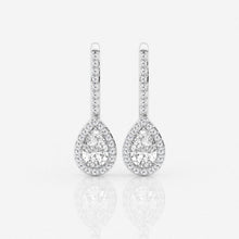 1.00 CT Pear/Round Lab-Grown Diamond | Drop Earrings | 14K White Gold | F Color | VS2 Clarity