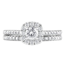 Womens | 1.00 CT Round Cut Lab Grown Accent Diamond | Bridal Set | 14K White Gold | F-VS