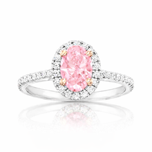1.33 CT Oval/Round Lab-Grown Diamond | Engagement Ring | 14K White Gold | Pink Color | VS Clarity