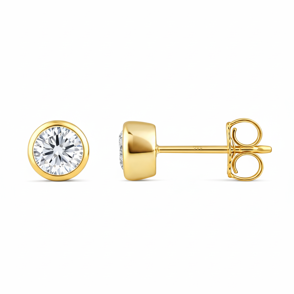 1.00 CT Round Lab-Grown Diamond | Stud Earrings | 18K Yellow Gold | G Color | SI Clarity