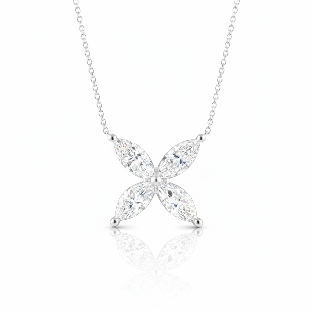 2.70 CT Marquise Lab-Grown Diamond | Pendant | 14K White Gold | G Color | VS-I Clarity
