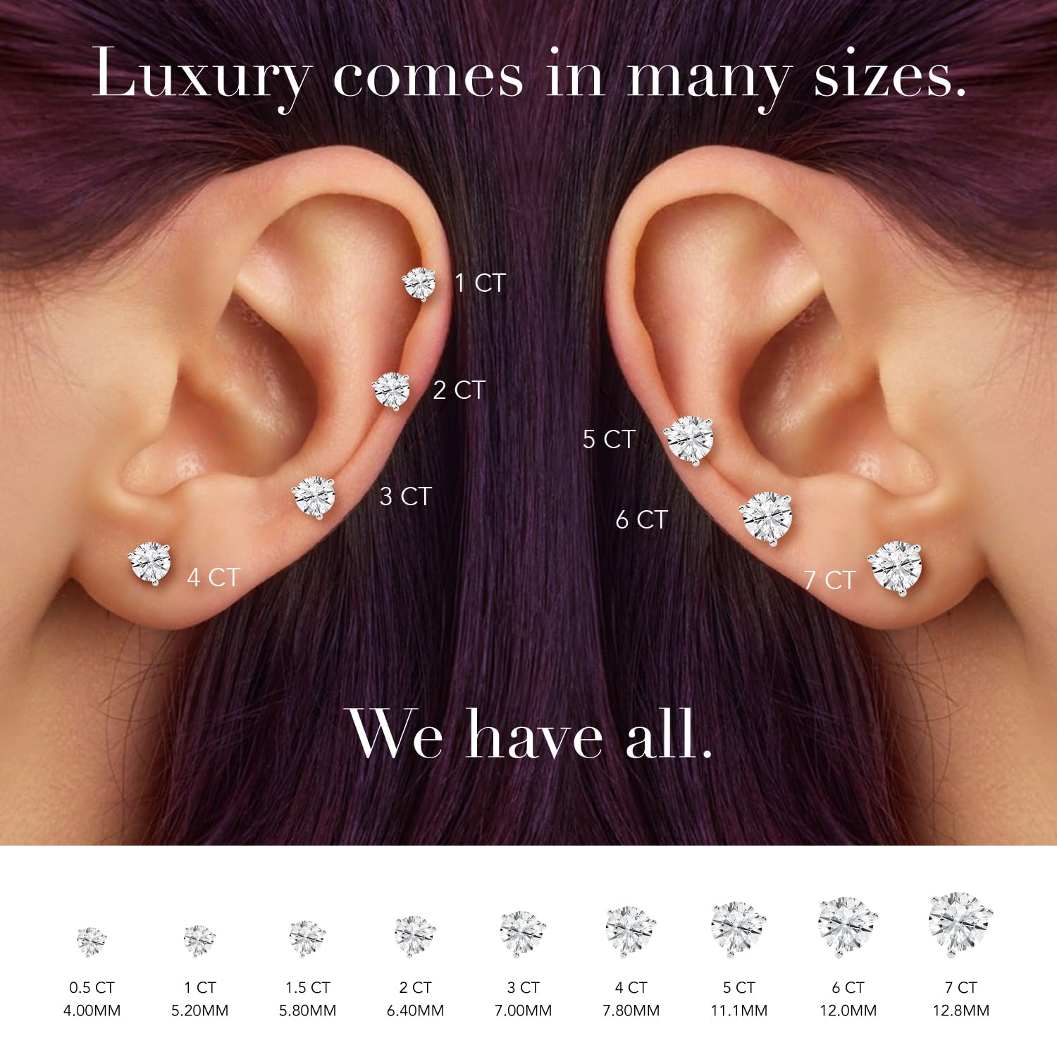 Womens | 2.00 CT Round Cut Lab Grown Diamond | Martini Stud | 14K White Gold | H-VS