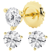 Womens | 2.00 CT Round Cut Lab Grown Diamond | Martini Stud | 14K Yellow Gold | H-VS