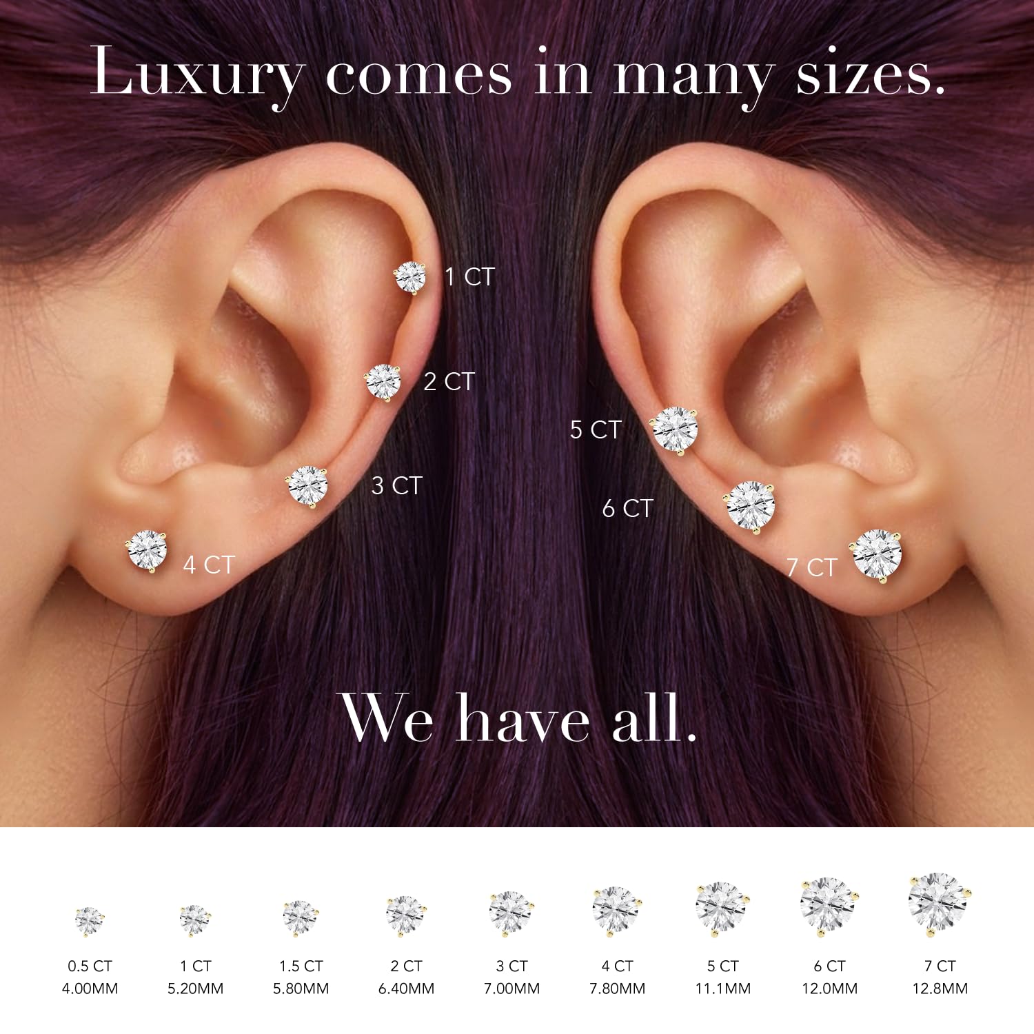 Womens | 2.00 CT Round Cut Lab Grown Diamond | Martini Stud | 14K Yellow Gold | H-VS