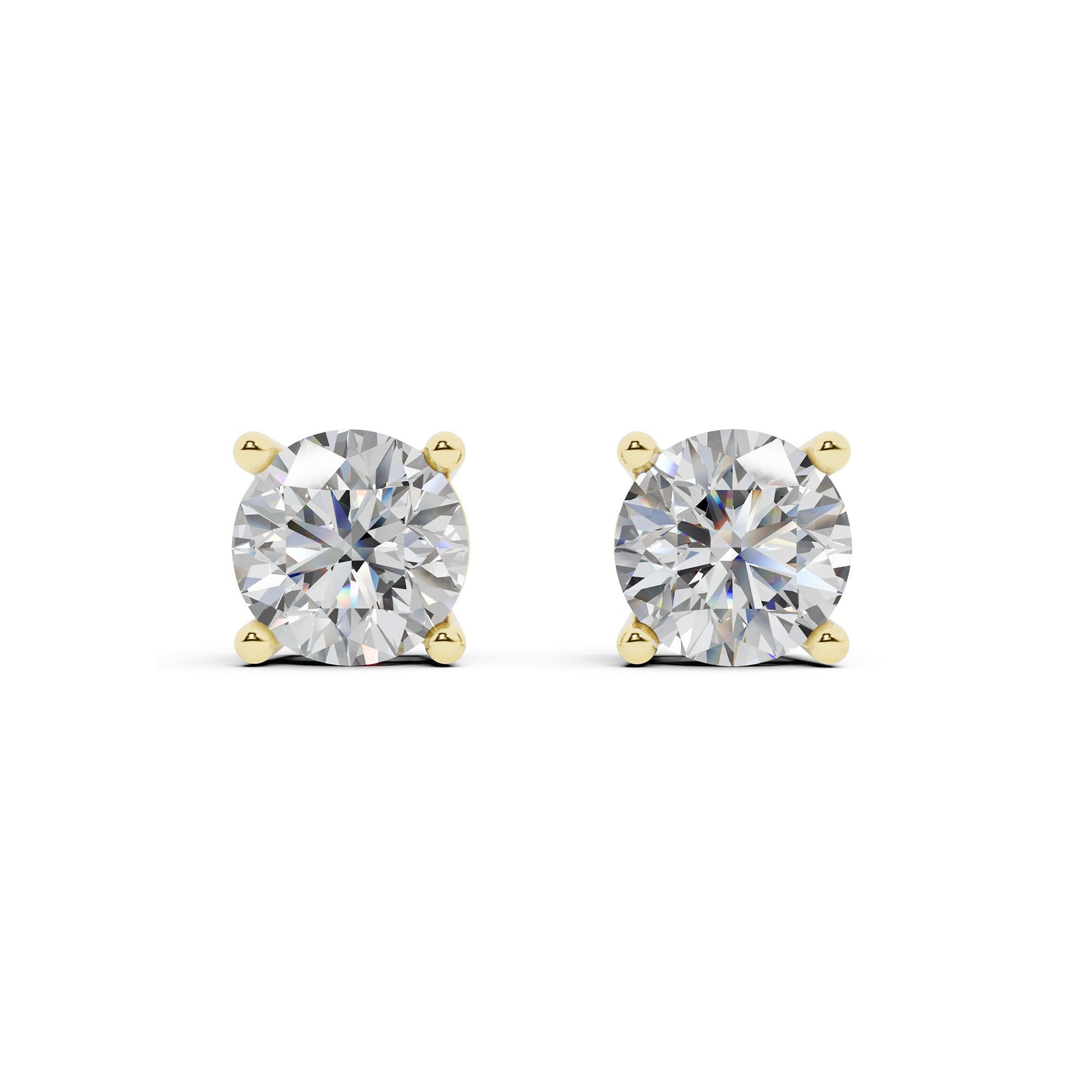 Womens | 1.50 CT Round Cut Lab Grown Diamond | Solitaire Stud | 14K Yellow Gold | G-SI