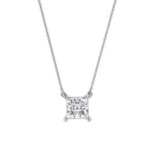 Womens | 1.25 CT  Princess Cut Lab Grown Diamond | Solitaire Pendant Necklace | 14K White Gold | J-K-I1/I2