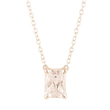 Womens | 1.25 CT  Emerald Cut Lab Grown Diamond | Solitaire Pendant Necklace | 14K White Gold | J-K-I1/I2