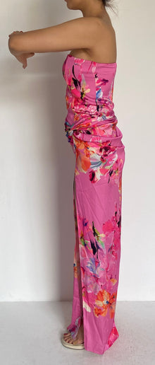 Strapless Viscose Long Dress | Pink