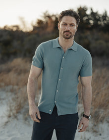 Men | Waffle Stitch Button Up | Juniper