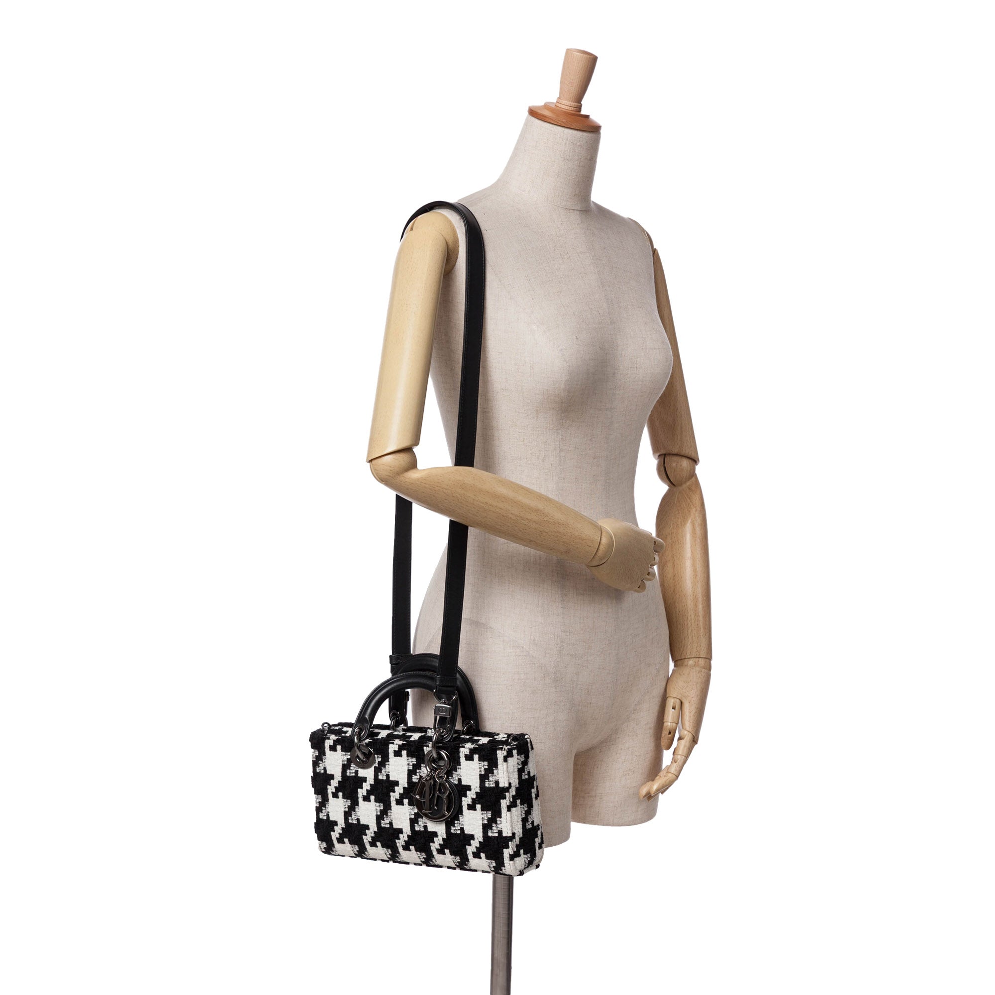 Dior | Pre-Owned Medium Canvas Macro Houndstooth Lady D Joy | Black