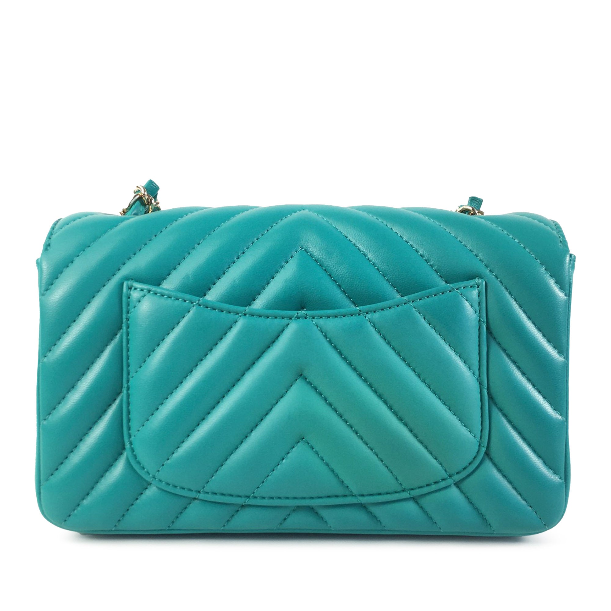 Chanel | Pre-Owned Mini Rectangular Chevron Lambskin Single Flap | Green