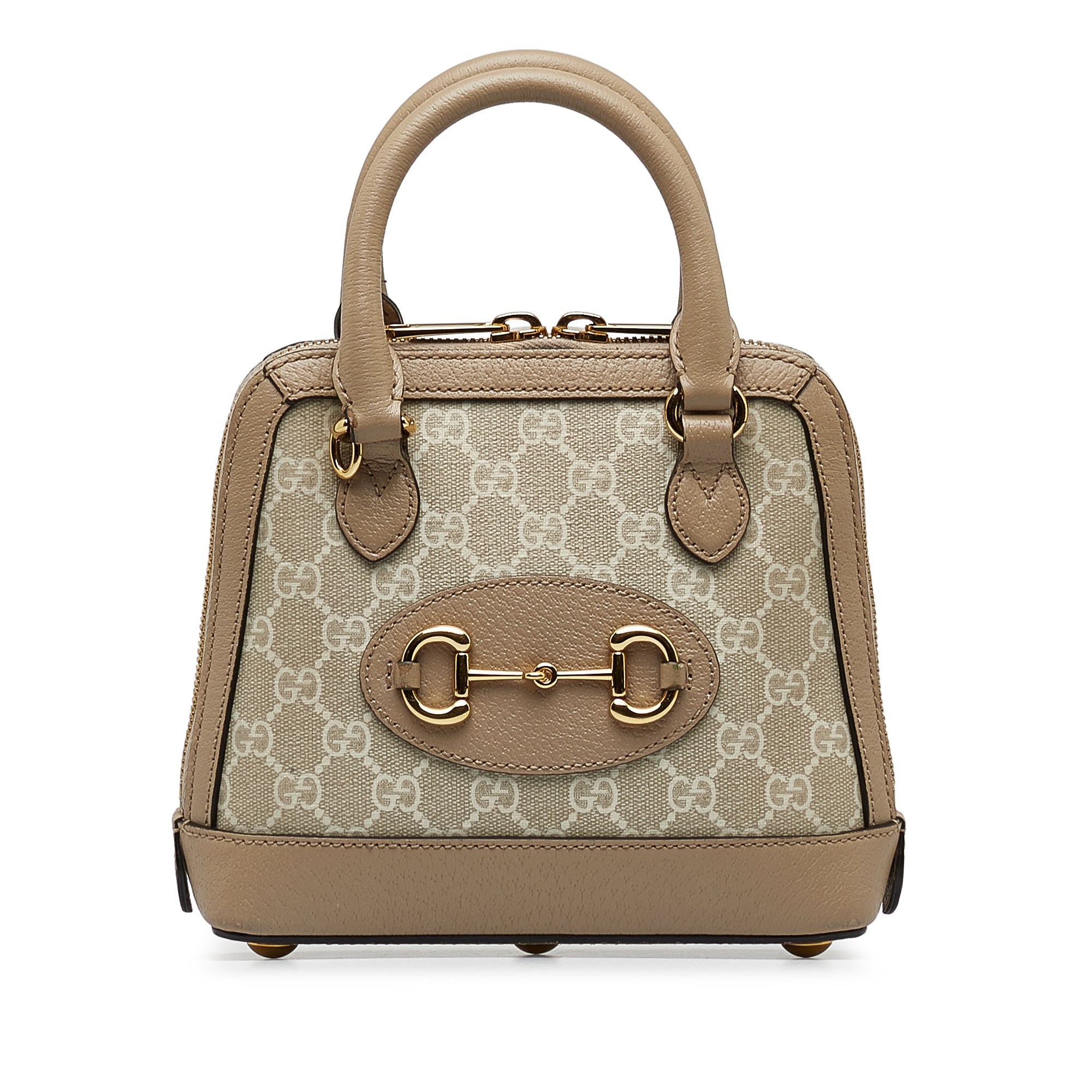 Gucci | Pre-Owned Mini GG Supreme Horsebit 1955 Satchel | Brown/Beige