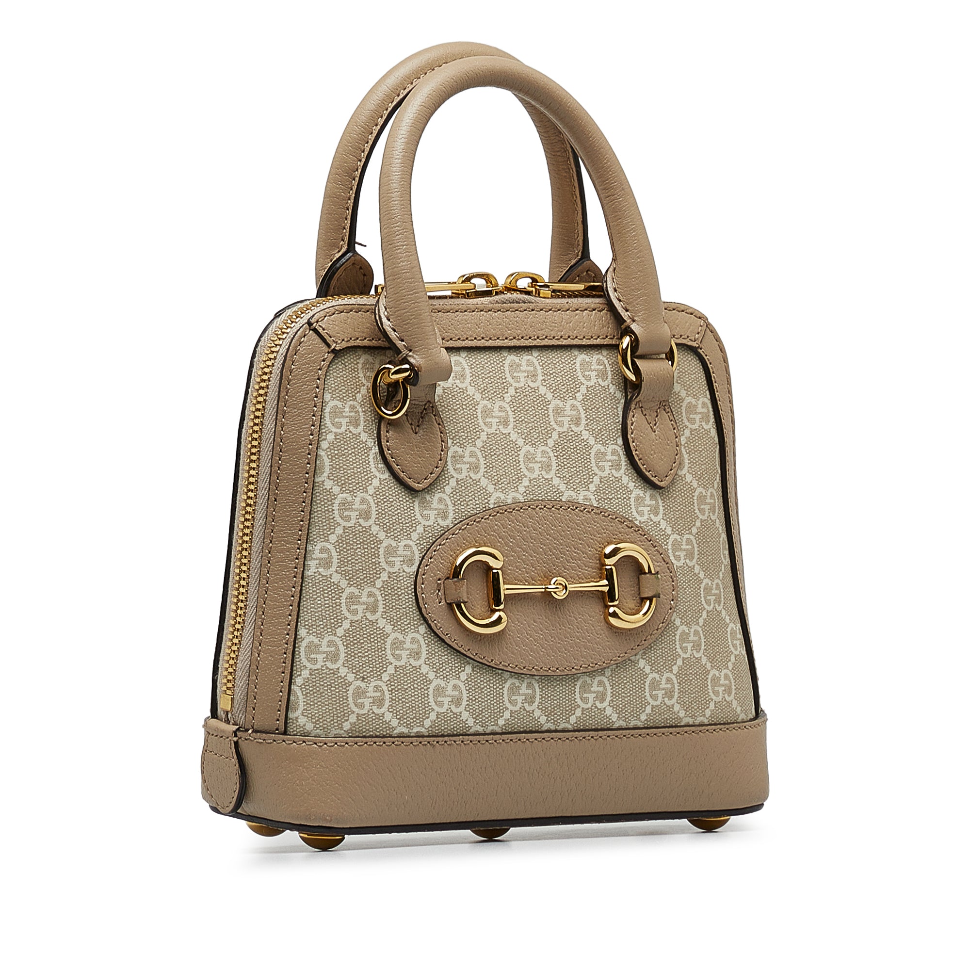 Gucci | Pre-Owned Mini GG Supreme Horsebit 1955 Satchel | Brown/Beige