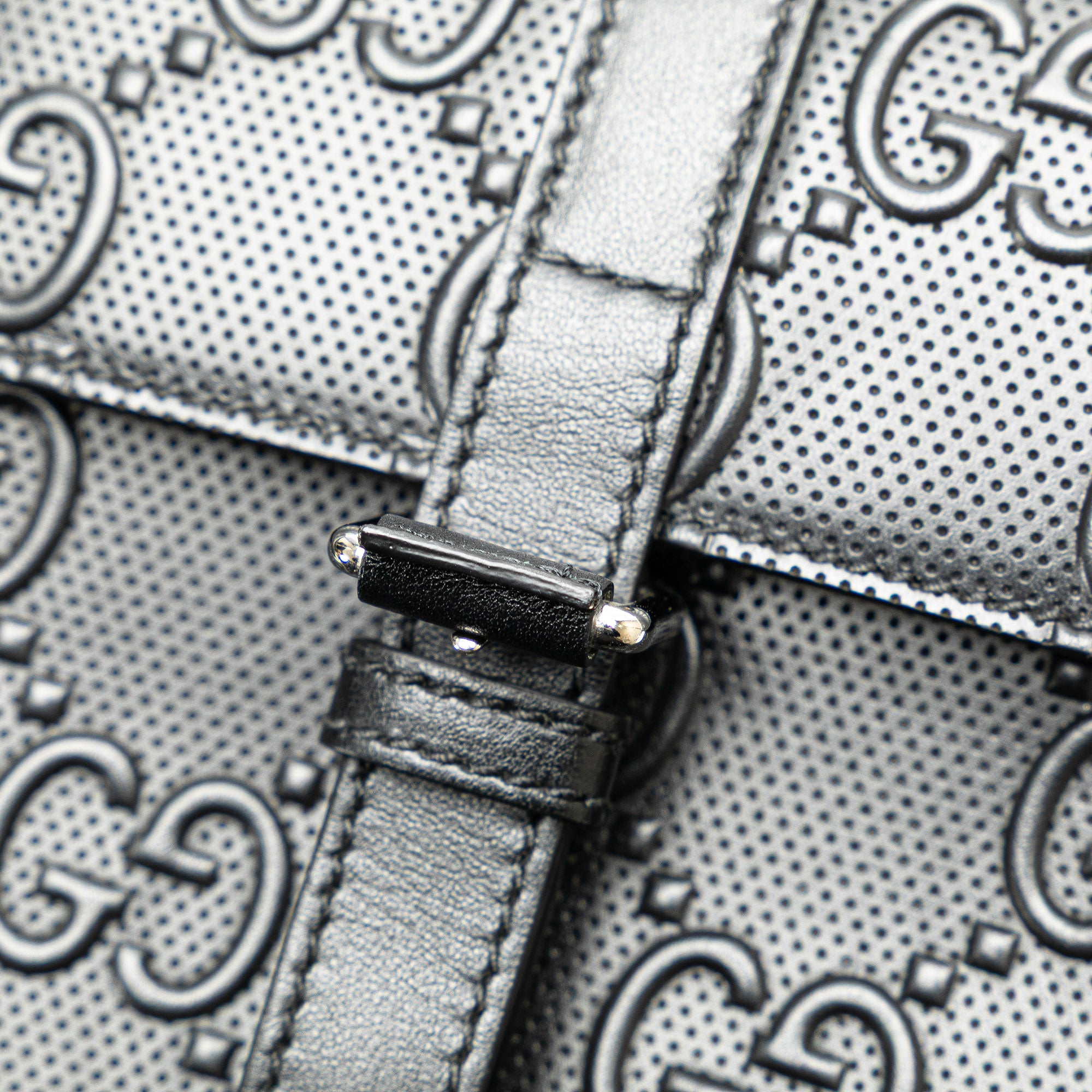 Gucci | Pre-Owned GG Embossed Perforated Double Belt Bag | Black