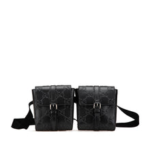 Gucci | Pre-Owned GG Embossed Perforated Double Belt Bag | Black