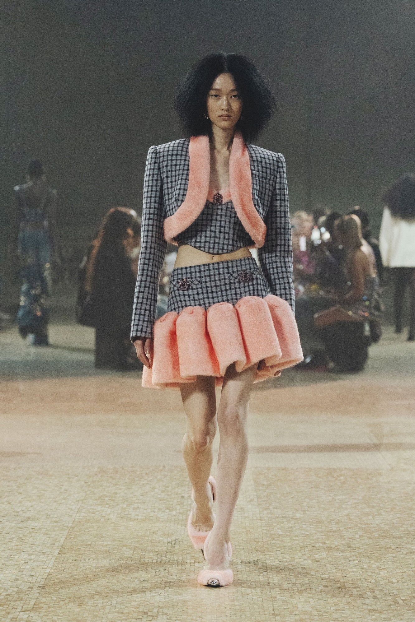 Faux Fur Godet Mini Skirt | Lilac Multi