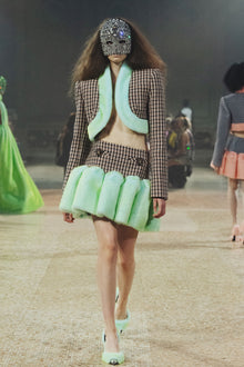 Faux Fur Trim Cropped Blazer | Caramel Multi