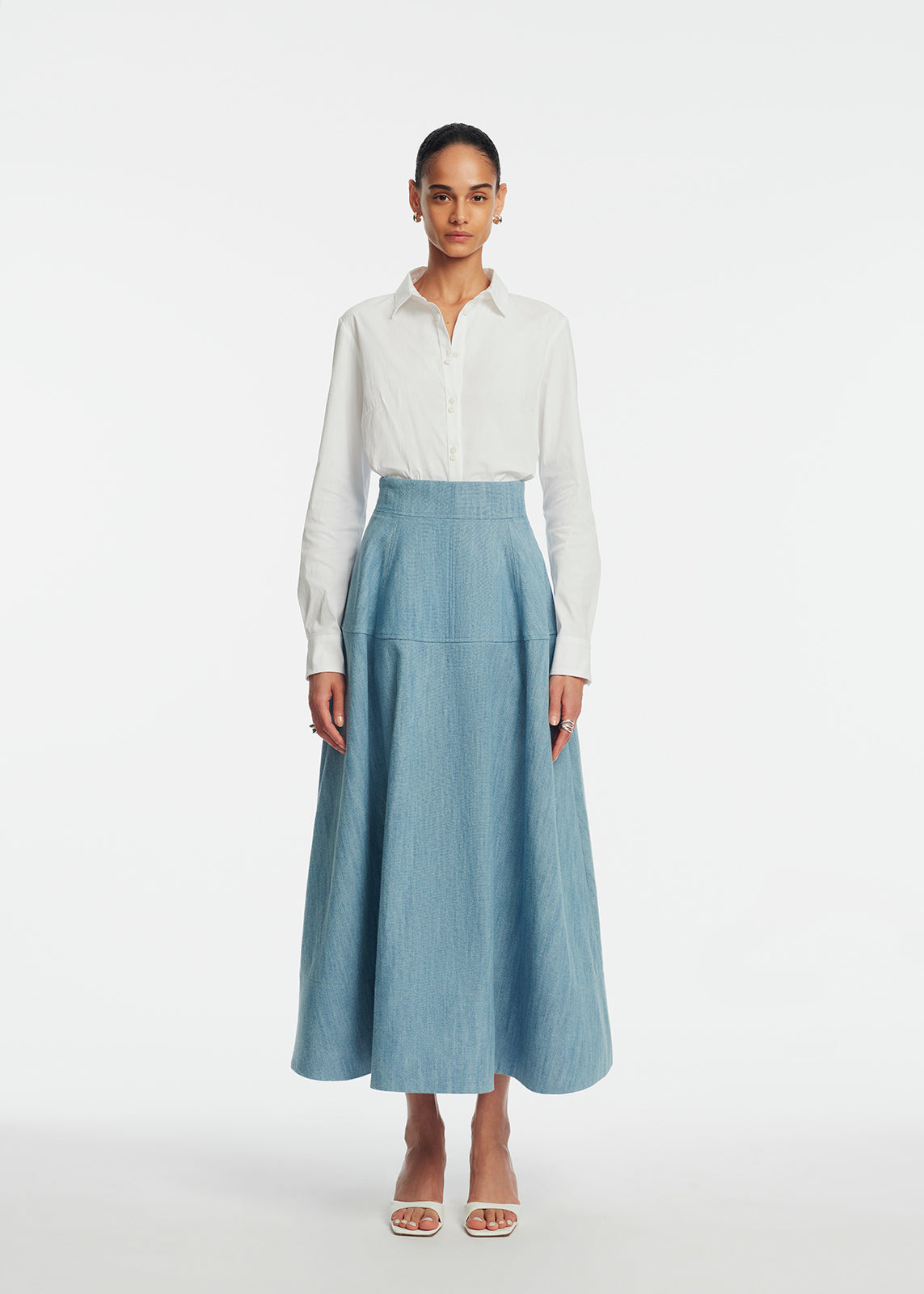 Cotton Poplin Bow Back Shirt | White