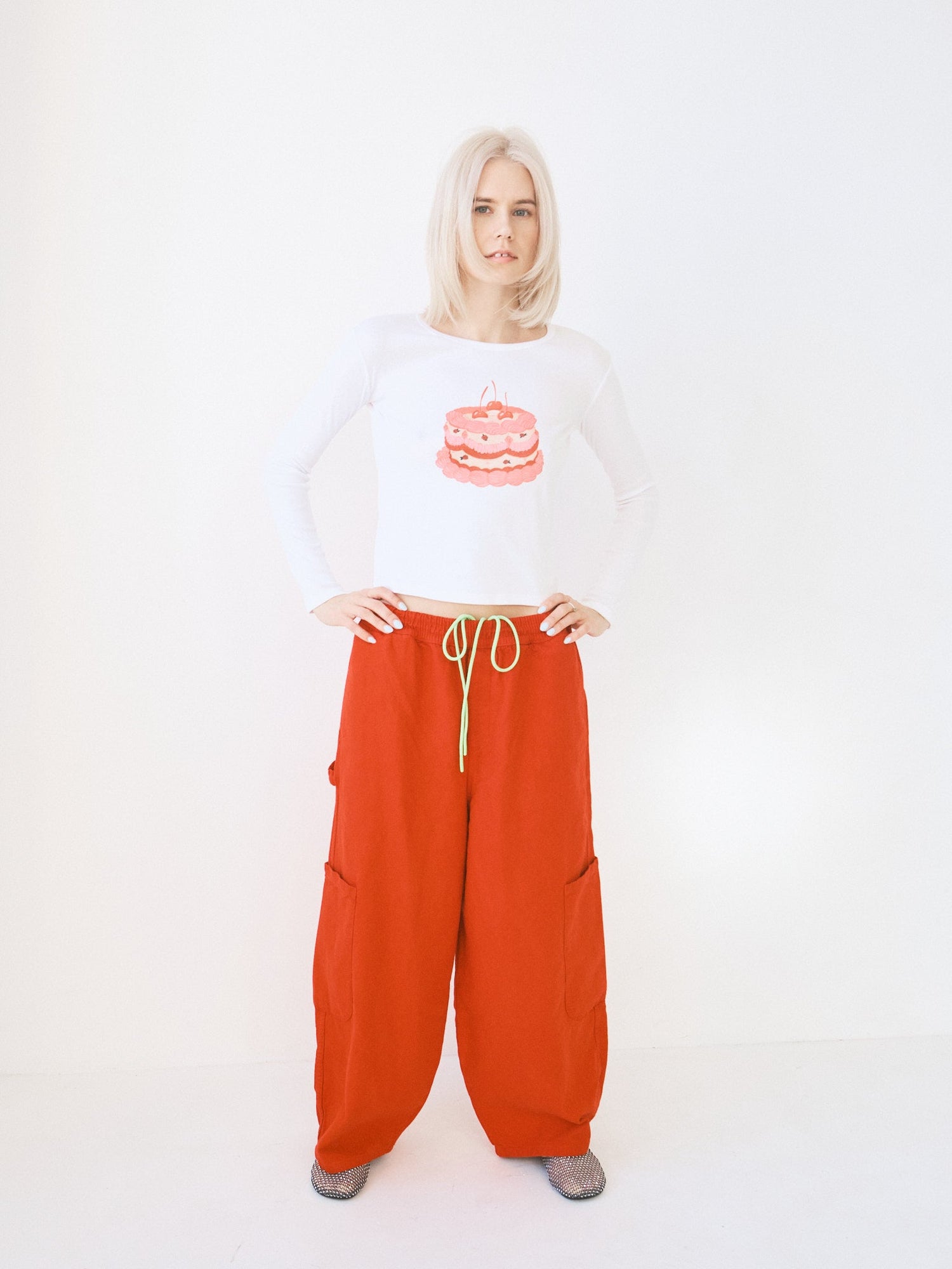 Dana Long Sleeve Tee | White/Cake