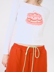 Dana Long Sleeve Tee | White/Cake