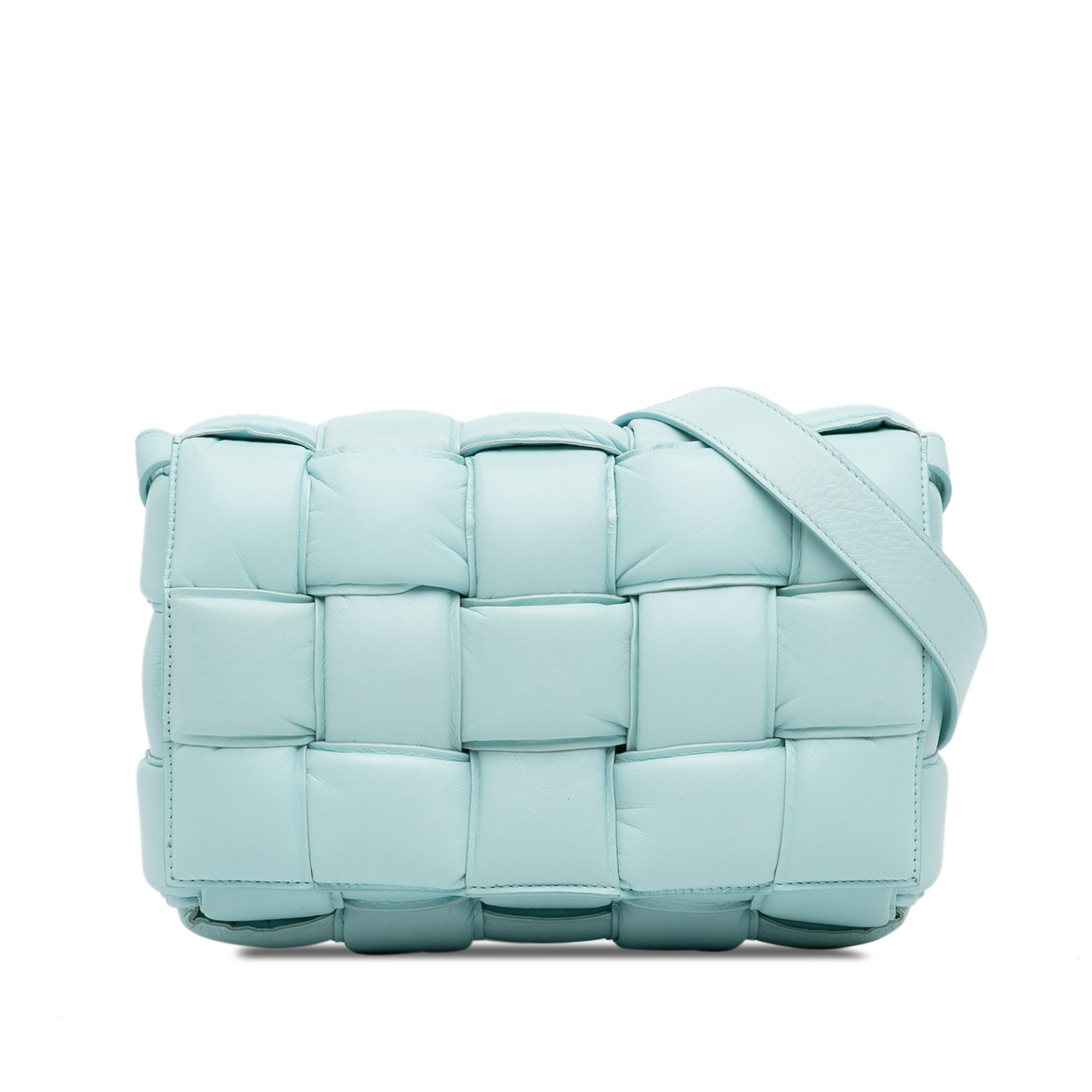 Bottega Veneta | Pre-Owned Nappa Intrecciato Padded Cassette Crossbody - III | Blue/Light Blue