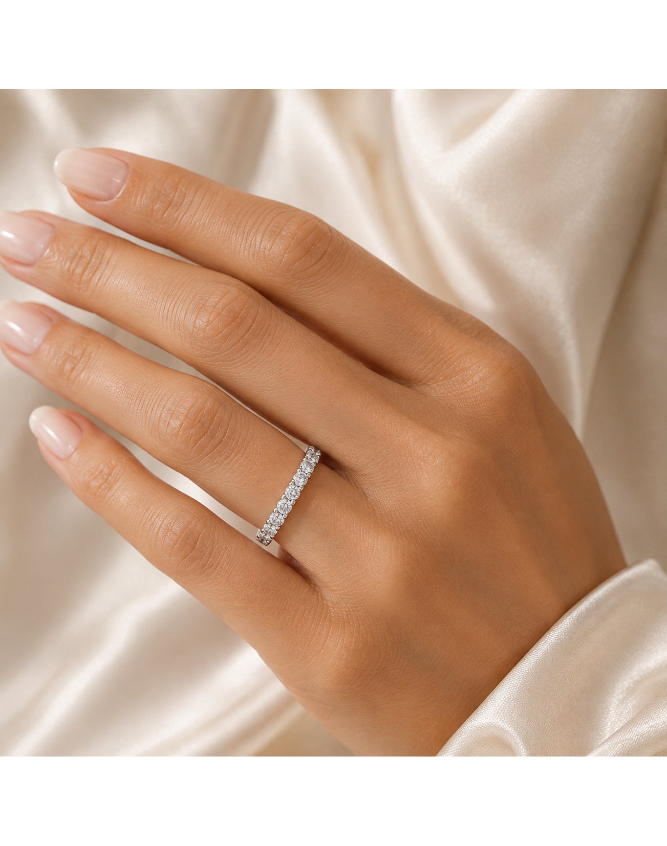 Lab Grown Diamond Eternity Band Ring 1.00 ct | Silver