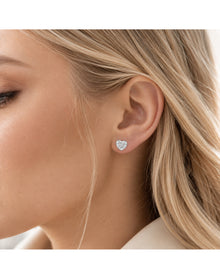 Lab Grown Diamond Heart Stud Earrings Silver | Silver