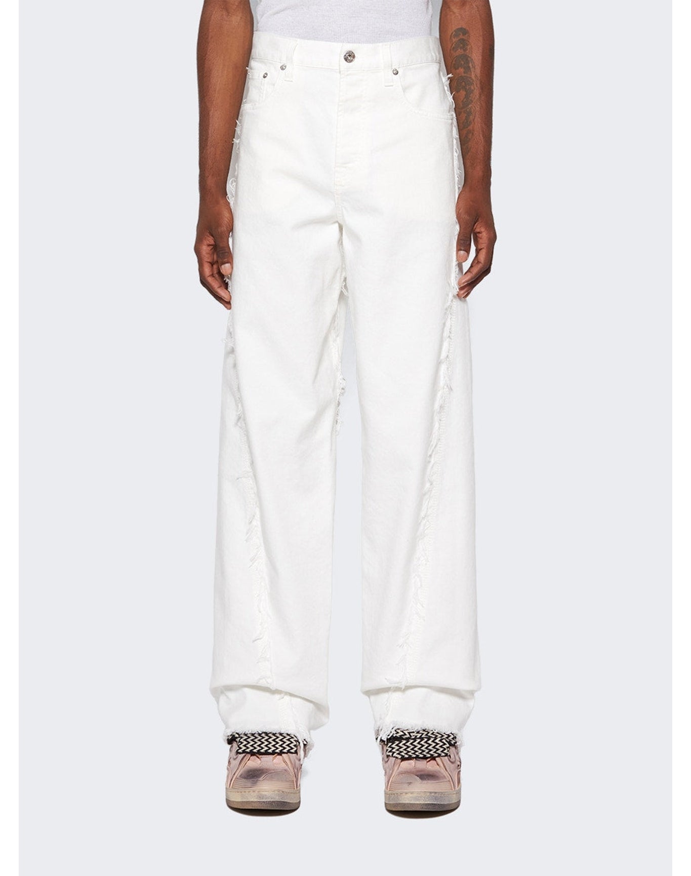 Lanvin | Men | Twisted Wide Leg Jeans | Optic White