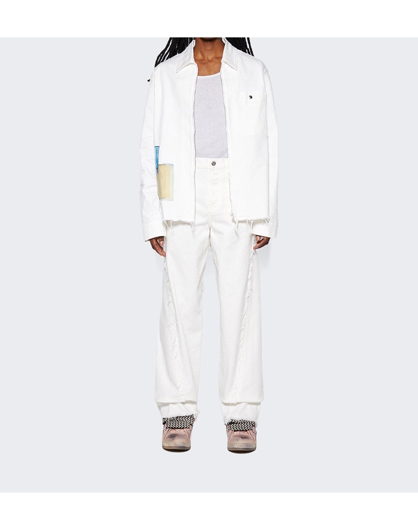 Lanvin | Men | Twisted Wide Leg Jeans | Optic White