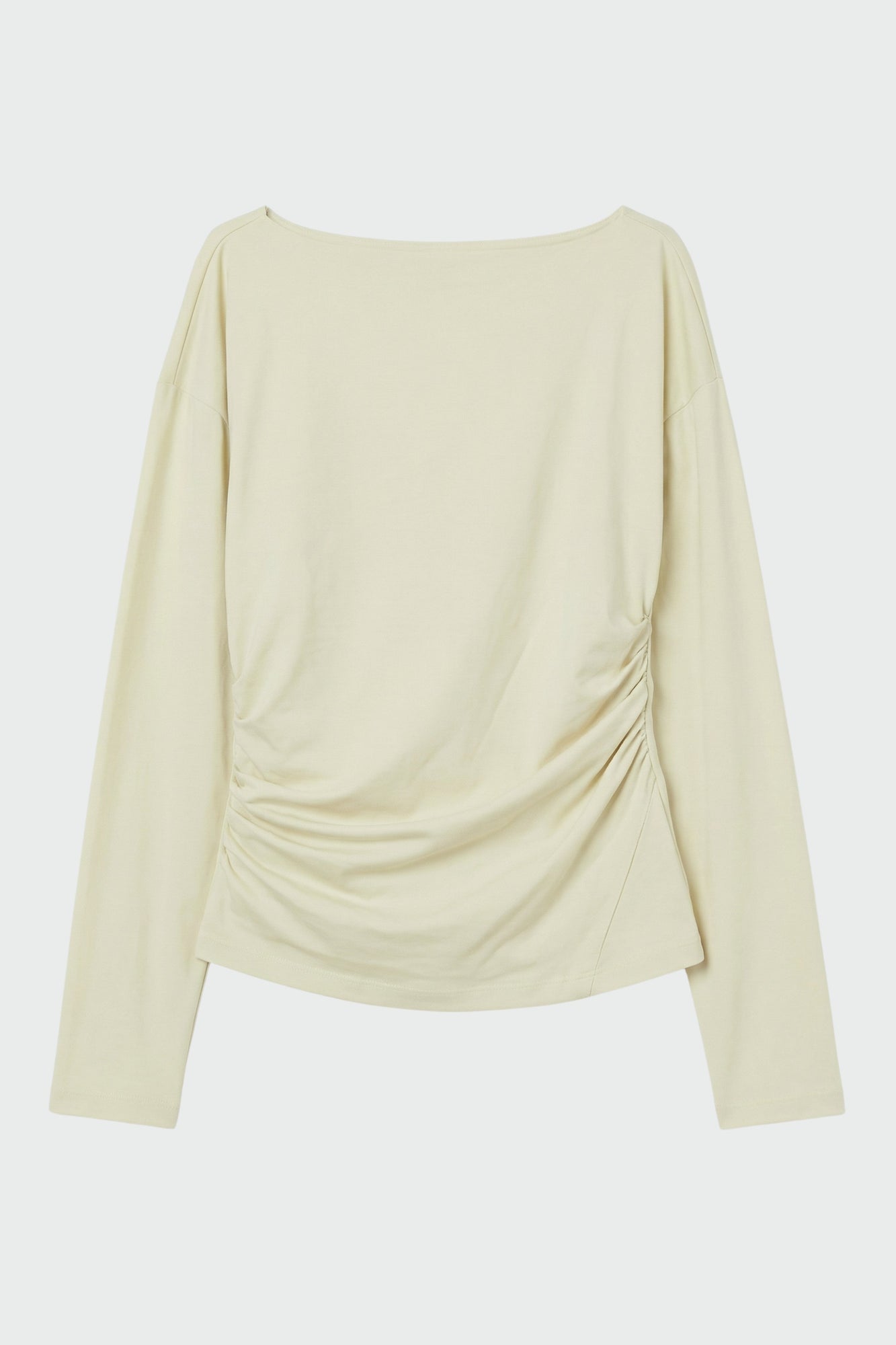 Mali | Letha Twisted-Hem Slit-Neck Tee in Size Small - Flat