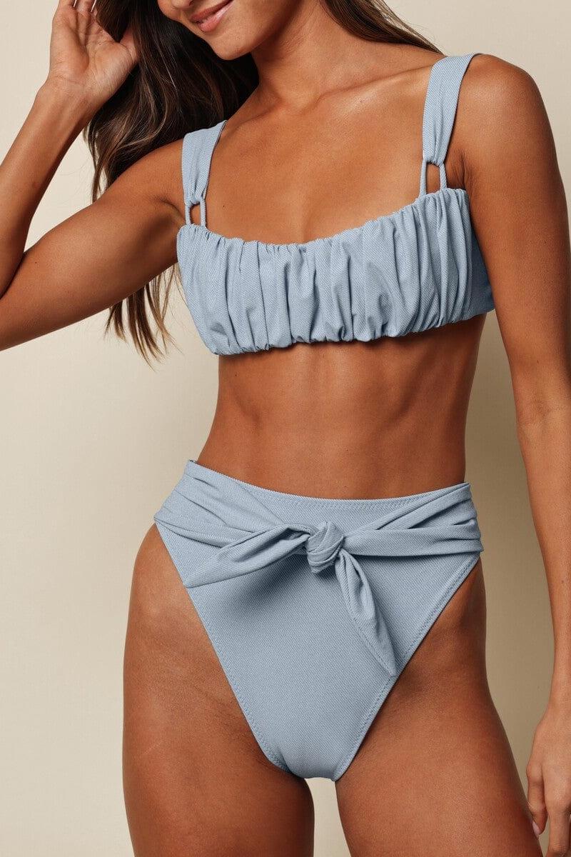 Paula Tie Up Bikini Bottom | Light Denim