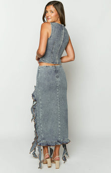 Lioness Rendezvous Maxi Skirt | Faded Denim