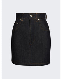 Loewe | Women | Curved Mini Skirt | Raw Denim Blue