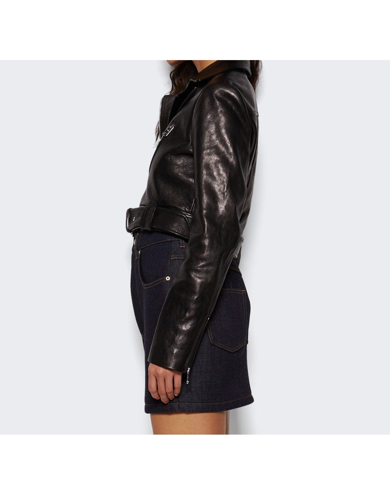 Loewe | Women | Curved Mini Skirt | Raw Denim Blue