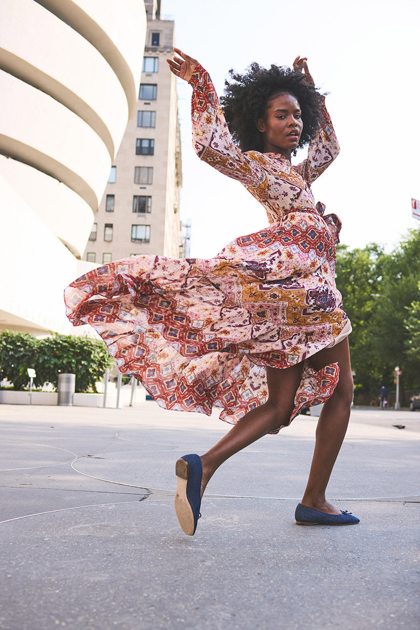 Lolan Dress | Rose Dawn Geo Emblem