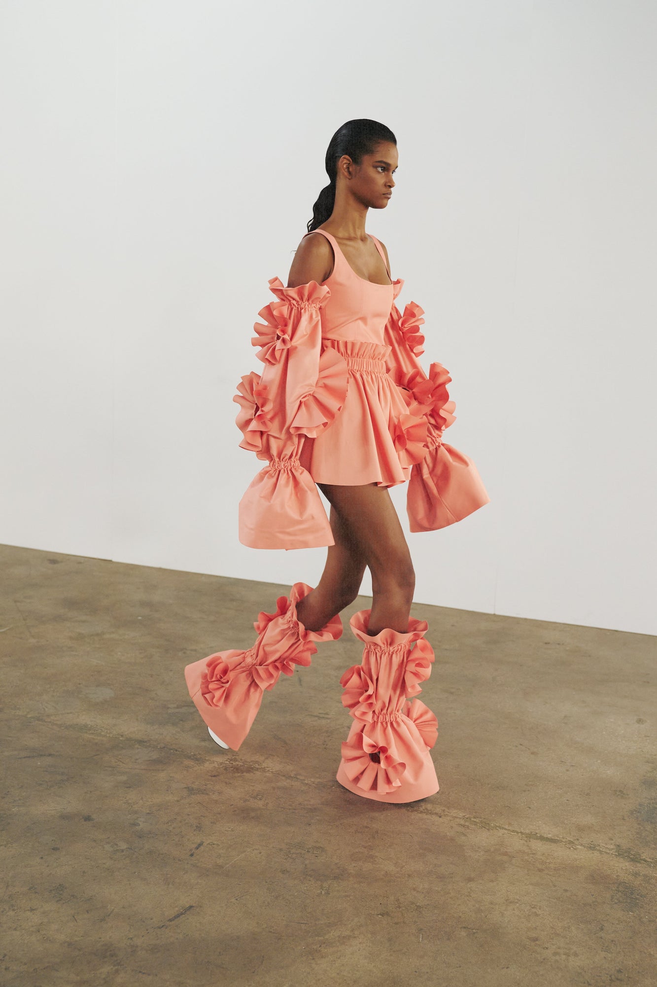 Ruffle Flower Mini Dress | Sweet Salmon