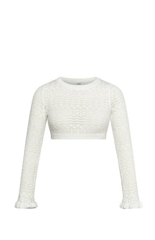 Lorri Knit Ruffle Top | White