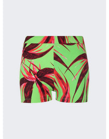 Louisa Ballou | Women | Ribbed Knit Shorts | Green With Red Flowers