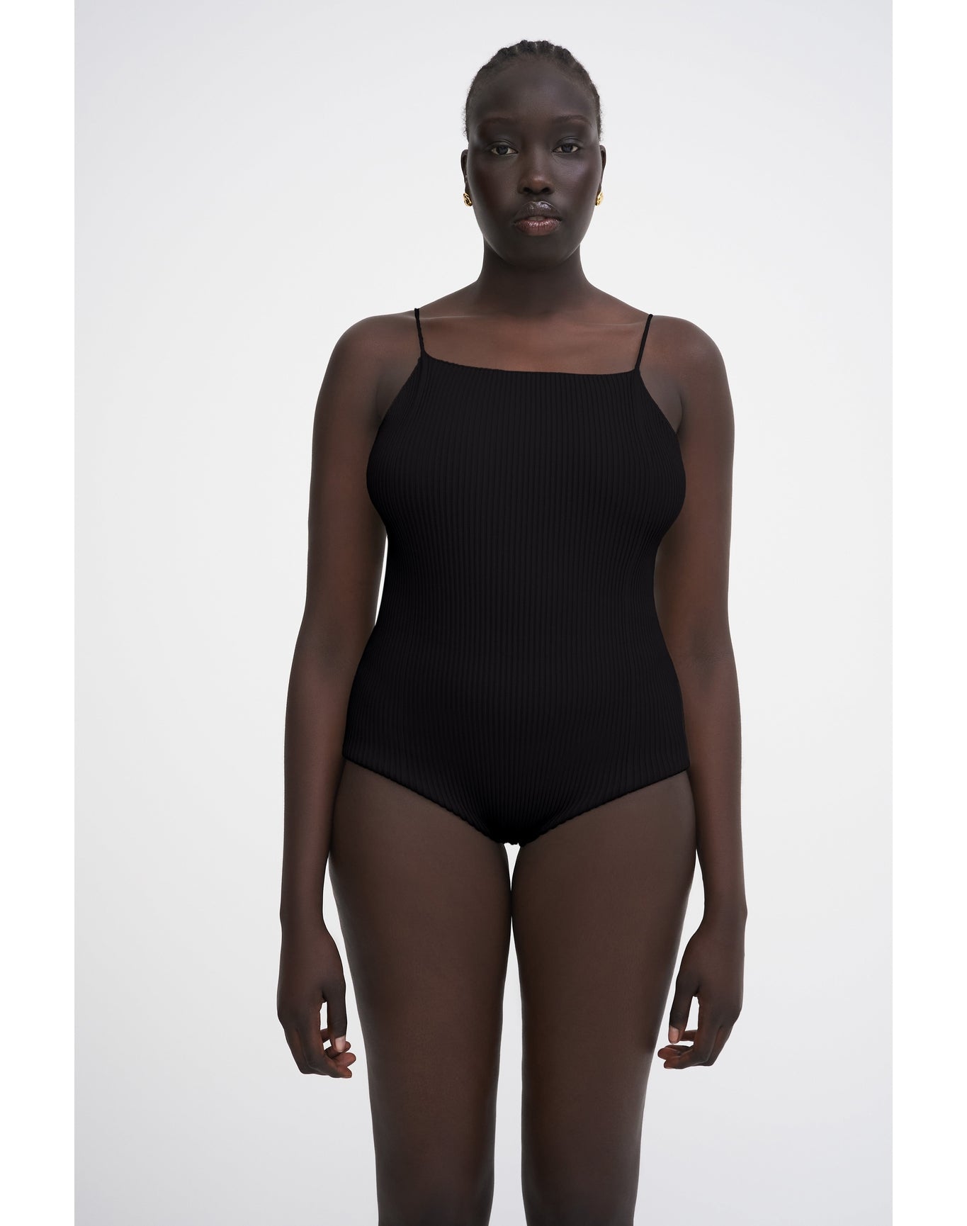 Lourde Eco Stretch | Ribbed-Knit Cami Body | Black